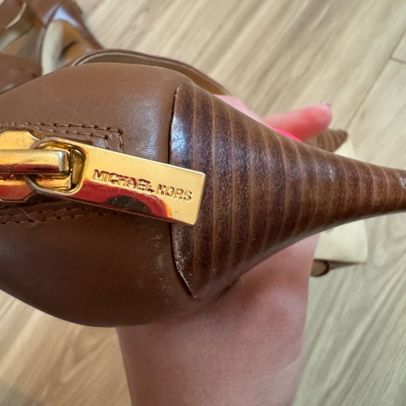 Michael Kors Camel Stiletto Peep-Toe Heels - Picture 6 of 7